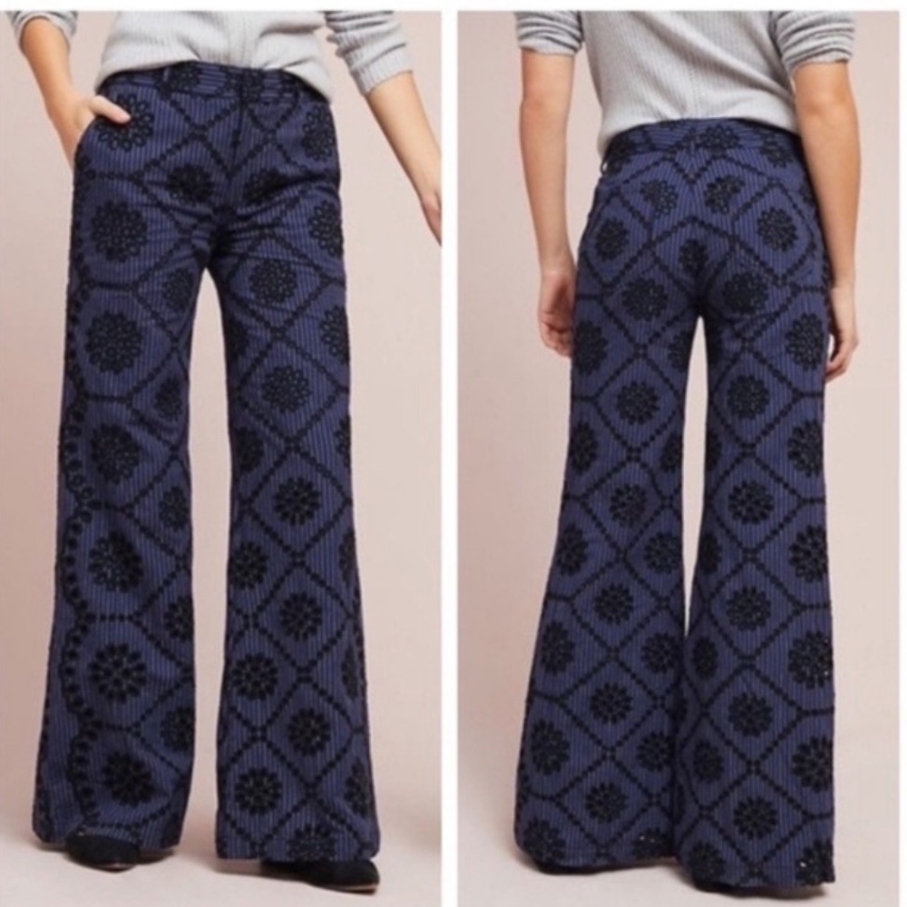 Anthropologie Ettitwa Blue
Embroidered Pants size 2